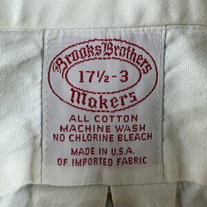 VTG Brooks Brothers USA 17.5 33 Long Sleeve White Button Up Shirt All Cotton